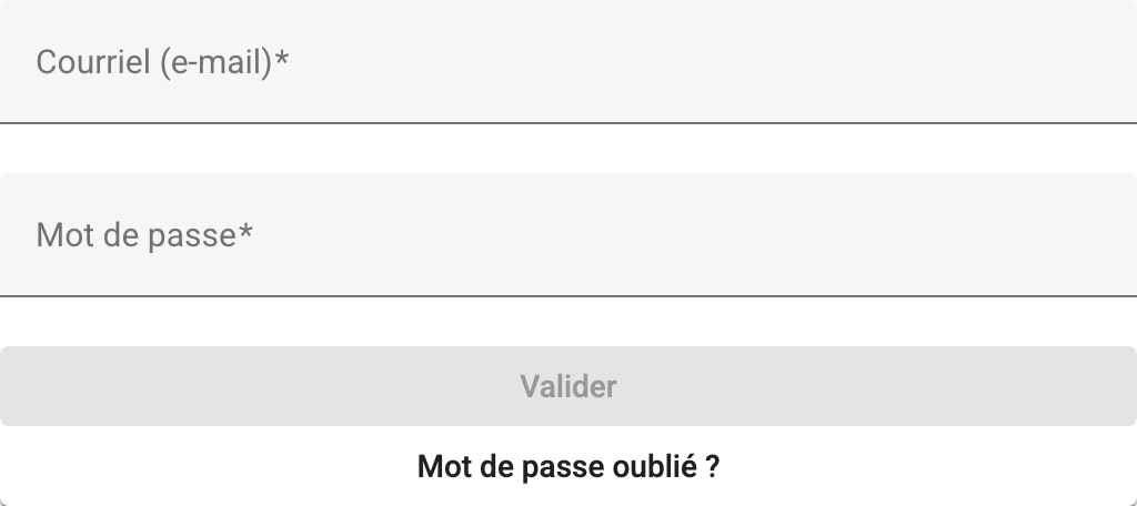 Le formulaire de connexion locale, avec le bouton Mot de passe oublié en dessous