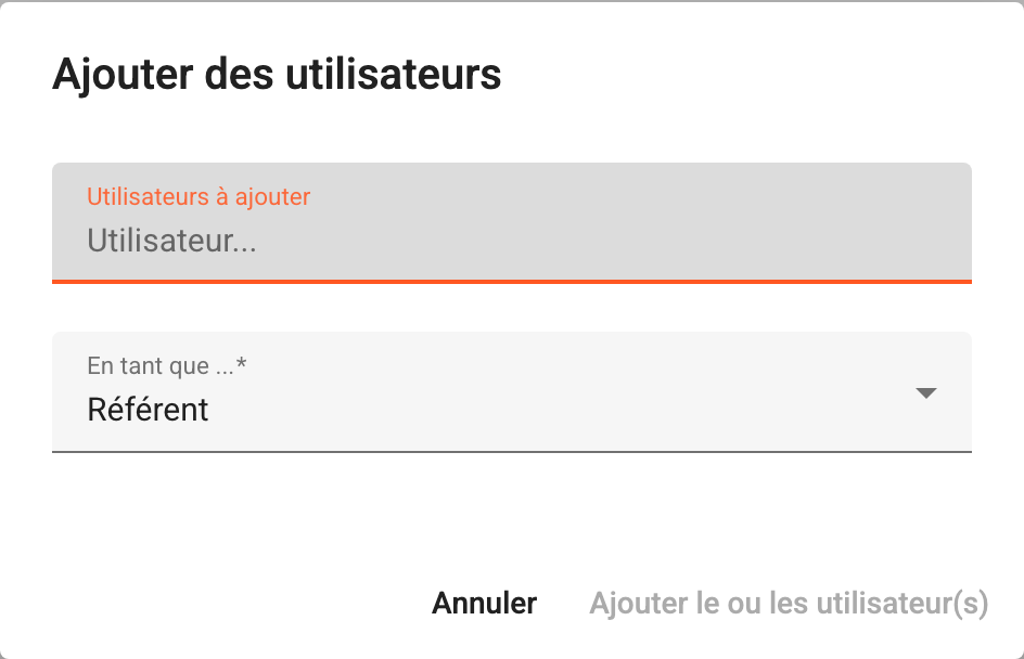 La fenêtre d'ajout d'utilisateurs