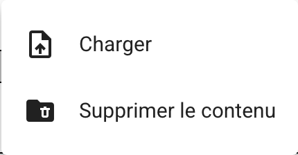 Le menu de la ligne, avec les commandes Charger et Supprimer le contenu