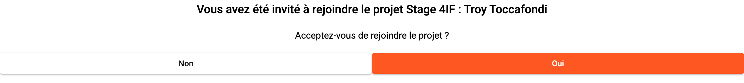 L'écran qui demande d'accepter ou de refuser l'invitation